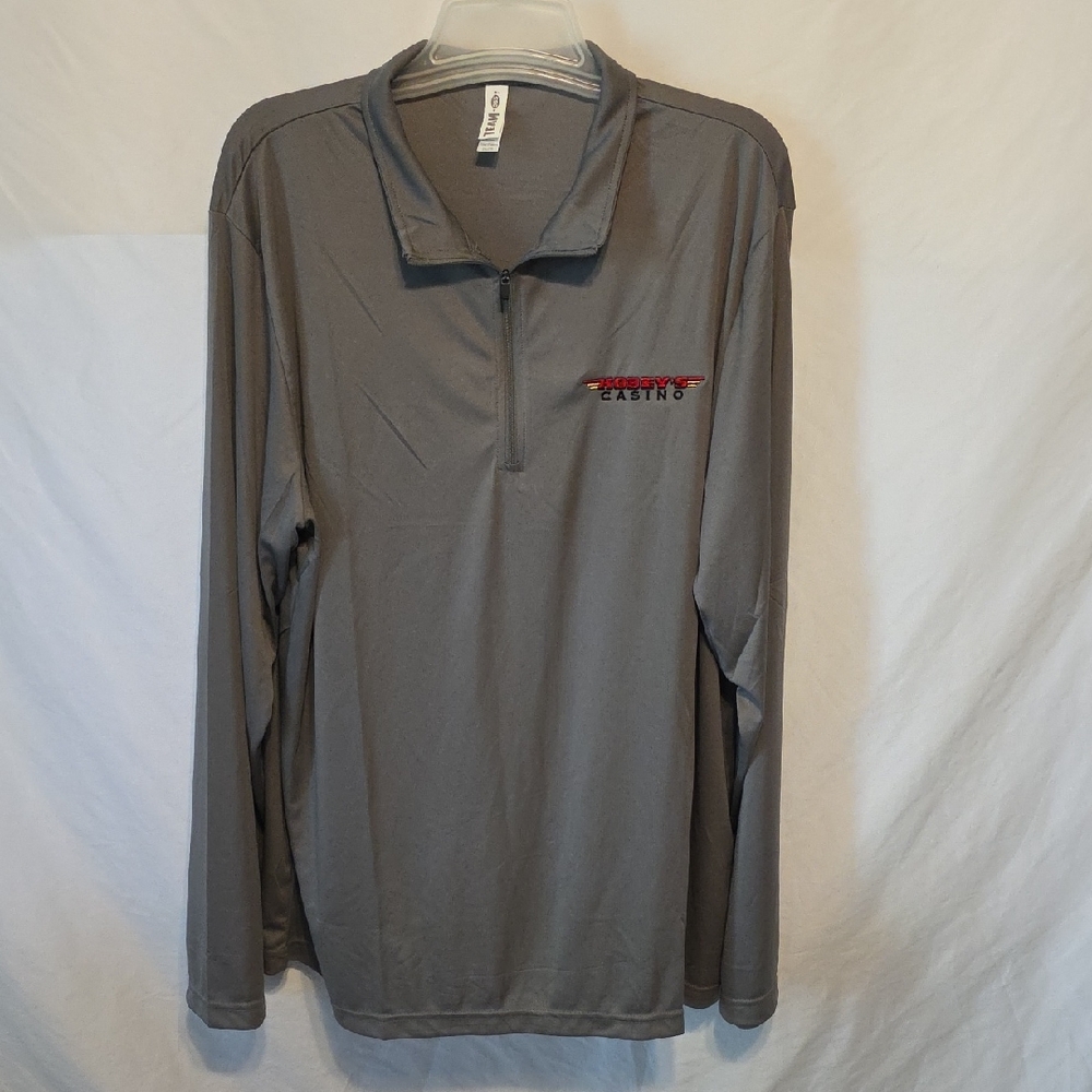 Gray Long-Sleeve Quarter-Zip Performance Shirt - Casino Logo